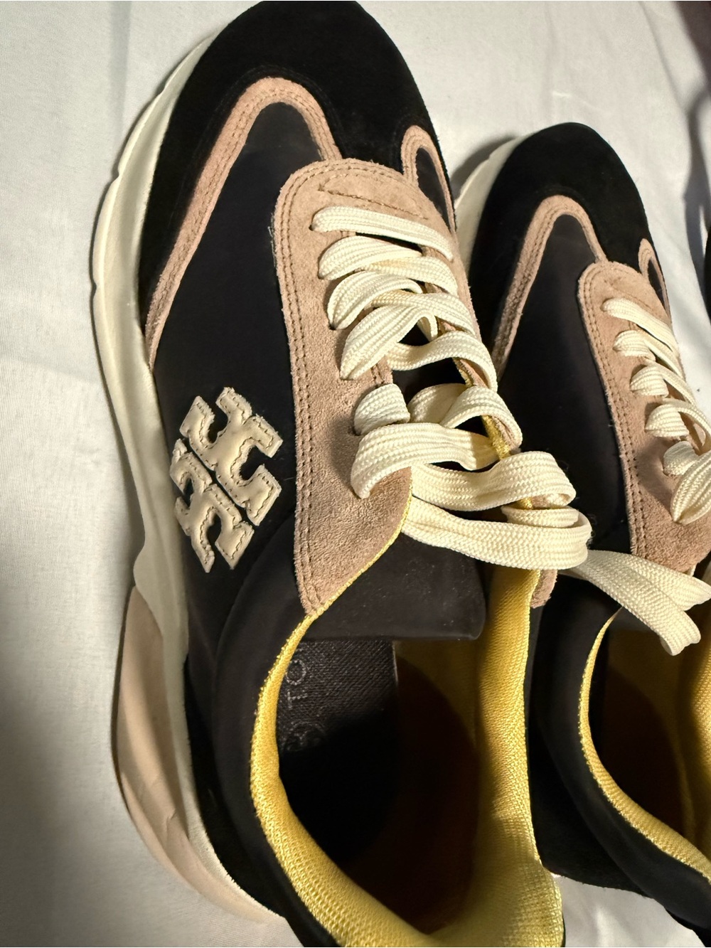 Tory Burch Black and Blush Chunky Lace-Up Sneakers - Like New - Never Worn